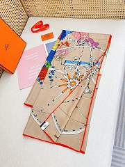 Hermes La Nature En Voyage Scarf 90 Kraft/Rose/Bleu - 88.5x88.5cm - 3