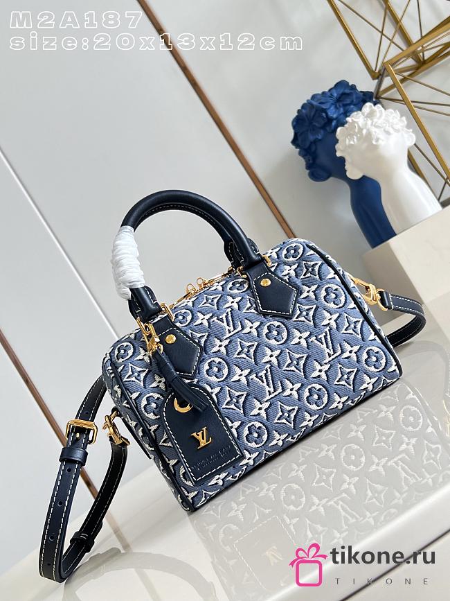 LV Speedy Bandoulière 20 Monogram Embleme Bleu M2A187 - 20.5x13.5x12cm - 1