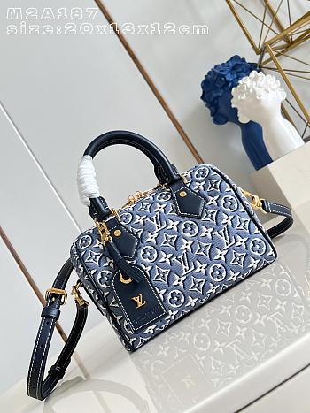 LV Speedy Bandoulière 20 Monogram Embleme Bleu M2A187 - 20.5x13.5x12cm