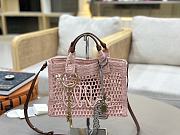 Chloe Small Summer Banana East-West Tote Bag With Strap in Raffia Pink - 27x18x9cm - 1
