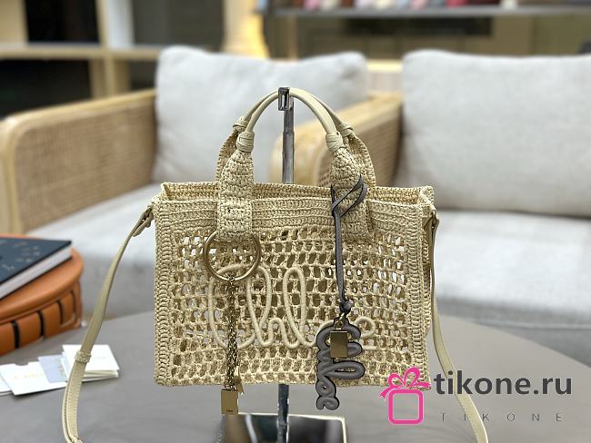 Chloe Small Summer Banana East-West Tote Bag With Strap in Raffia Beige - 27x18x9cm - 1