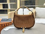 Chloe Marcie Shoulder Bag in Suede Leather Brown - 37x25x9.5cm - 1