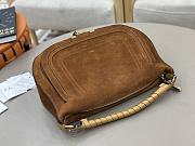 Chloe Marcie Shoulder Bag in Suede Leather Brown - 37x25x9.5cm - 6