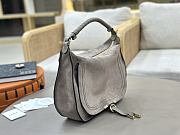 Chloe Marcie Shoulder Bag in Suede Leather Gray - 37x25x9.5cm - 2