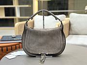 Chloe Marcie Shoulder Bag in Suede Leather Gray - 37x25x9.5cm - 6