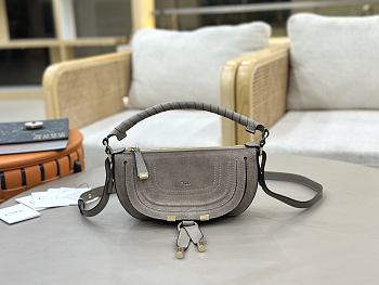 Chloe Mni Marcie Shoulder Bag in Suede Leather Gray - 25x15x7cm