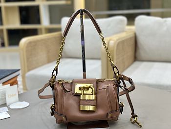 Chloe Small Paddington Crossbody Bag in Grained Leather Brown - 22x15x10cm