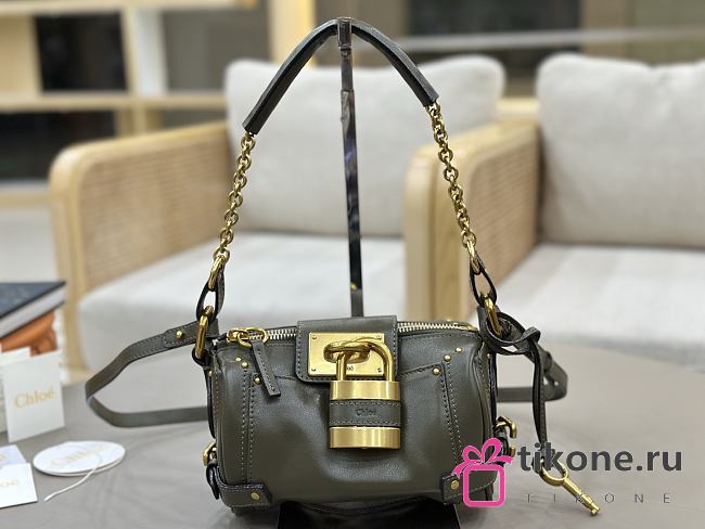 Chloe Small Paddington Crossbody Bag in Grained Leather Green - 22x15x10cm - 1