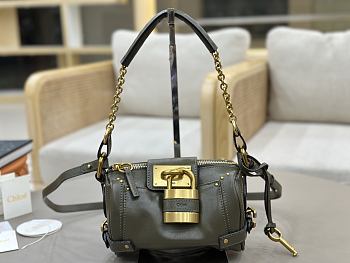 Chloe Small Paddington Crossbody Bag in Grained Leather Green - 22x15x10cm