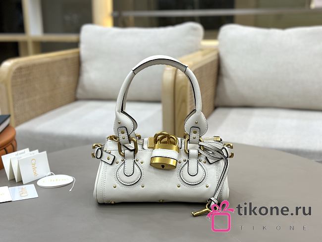 Chloe Small Paddington Bag In Grained Leather Crafty White - 26x12x12cm - 1