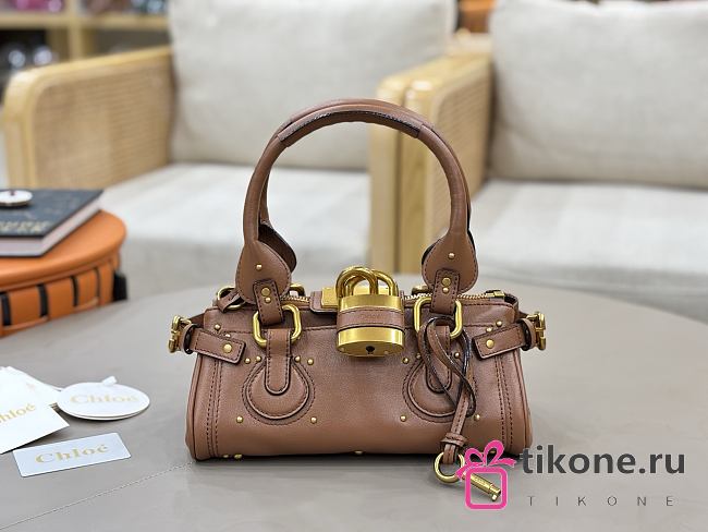 Chloe Small Paddington Bag In Grained Leather Brown - 26x12x12cm - 1