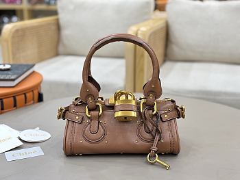 Chloe Small Paddington Bag In Grained Leather Brown - 26x12x12cm