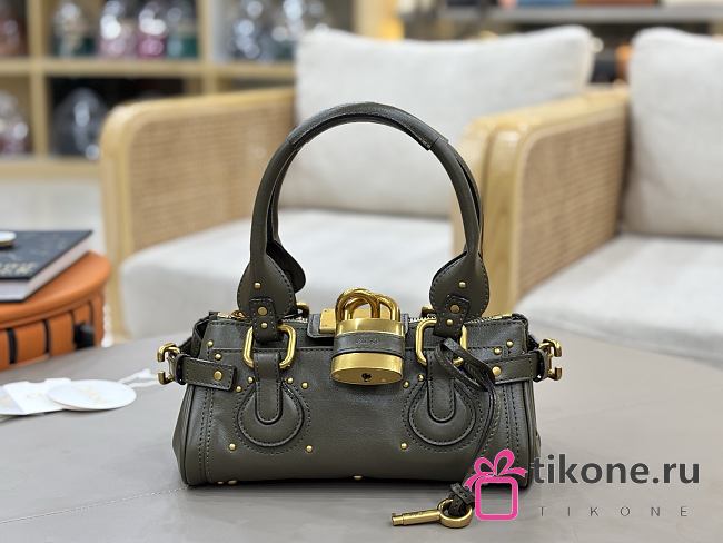 Chloe Small Paddington Bag In Grained Leather Green - 26x12x12cm - 1