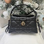 Dior Adiorable Top Handle Mini Bag Black Macrocannage Lambskin - 22.5x13x9cm - 1