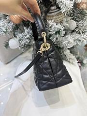 Dior Adiorable Top Handle Mini Bag Black Macrocannage Lambskin - 22.5x13x9cm - 3