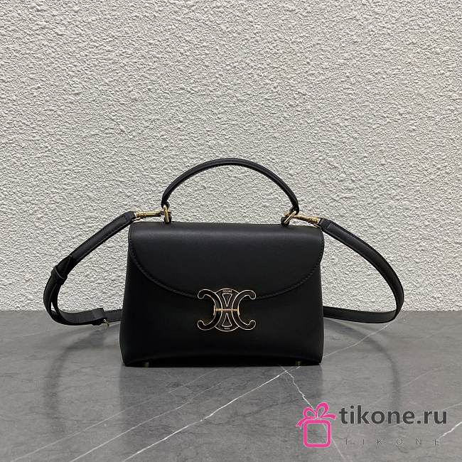 Celine Teen Nino Bag In Smooth Satinated Calfskin With Enamel Closure Black - 20.5x13x8cm - 1