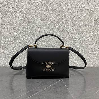 Celine Teen Nino Bag In Smooth Satinated Calfskin With Enamel Closure Black - 20.5x13x8cm