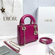 Mini Lady Dior Bag with Chain Python Fuchsia - 18x15x7cm - 5