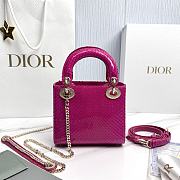 Mini Lady Dior Bag with Chain Python Fuchsia - 18x15x7cm - 3