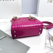 Mini Lady Dior Bag with Chain Python Fuchsia - 18x15x7cm - 2