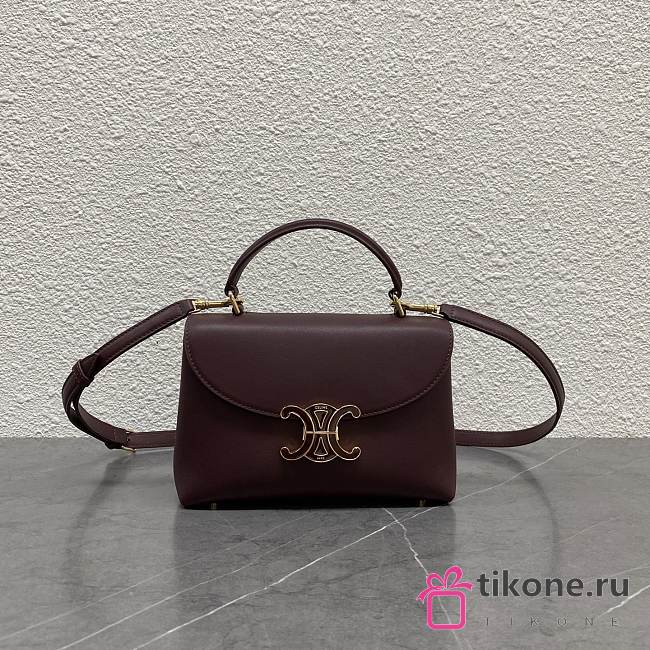 Celine Teen Nino Bag In Smooth Satinated Calfskin With Enamel Closure Syrah - 20.5x13x8cm - 1