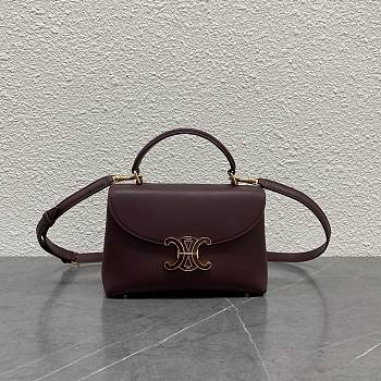 Celine Teen Nino Bag In Smooth Satinated Calfskin With Enamel Closure Syrah - 20.5x13x8cm