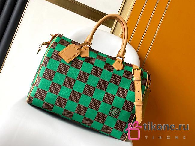 LV Damier Pop Speedy Bandouliere 40 Green N40579 - 40x26x23cm - 1