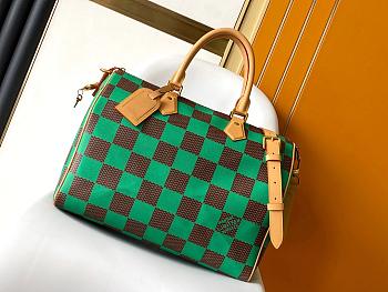 LV Damier Pop Speedy Bandouliere 40 Green N40579 - 40x26x23cm
