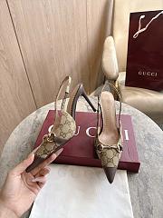 Gucci Donna Donna Slingback Pump Sand and Dark Brown GG Canvas 80mm - 6