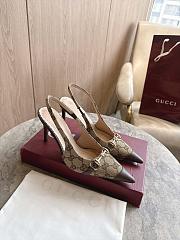 Gucci Donna Donna Slingback Pump Sand and Dark Brown GG Canvas 80mm - 5