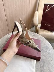 Gucci Donna Donna Slingback Pump Sand and Dark Brown GG Canvas 80mm - 2