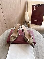 Gucci Donna Donna Slingback Pump Sand and Dark Brown GG Canvas 80mm - 3