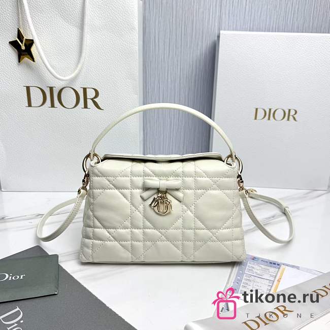 Dior Adiorable Top Handle Mini Bag White Macrocannage Lambskin - 22.5x13x9cm - 1