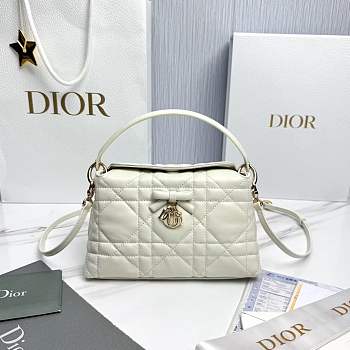 Dior Adiorable Top Handle Mini Bag White Macrocannage Lambskin - 22.5x13x9cm