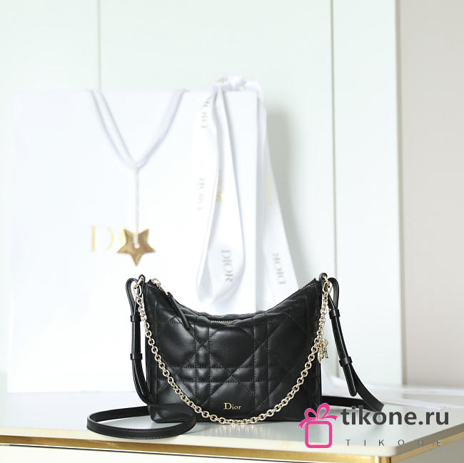 Diorling Mini Bag Black Macrocannage Lambskin - 18x16.5x6cm - 1