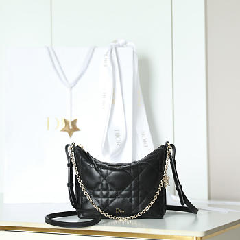 Diorling Mini Bag Black Macrocannage Lambskin - 18x16.5x6cm