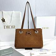 Small Dior Promenade Shopping Bag Marron Bobby Flat Cannage Suede Calfskin - 27x20x12.5cm  - 1
