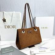 Small Dior Promenade Shopping Bag Marron Bobby Flat Cannage Suede Calfskin - 27x20x12.5cm  - 5