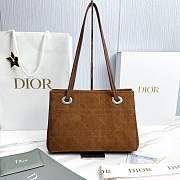 Small Dior Promenade Shopping Bag Marron Bobby Flat Cannage Suede Calfskin - 27x20x12.5cm  - 4
