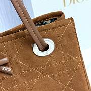 Small Dior Promenade Shopping Bag Marron Bobby Flat Cannage Suede Calfskin - 27x20x12.5cm  - 3