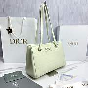 Dior Qixi Small Dior Promenade Shopping Bag Soupir Green Flat Cannage Calfskin - 27x20x12.5cm - 5
