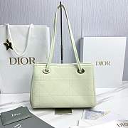Dior Qixi Small Dior Promenade Shopping Bag Soupir Green Flat Cannage Calfskin - 27x20x12.5cm - 3