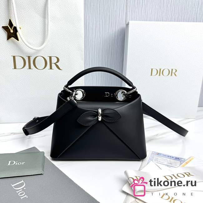 Mini Dior Cigale Bag Shiny Supple Calfskin Black - 21.5x7.5x15cm - 1