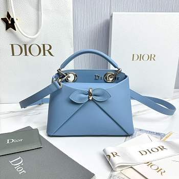 Mini Dior Cigale Bag Shiny Supple Calfskin Denim Blue - 21.5x7.5x15cm
