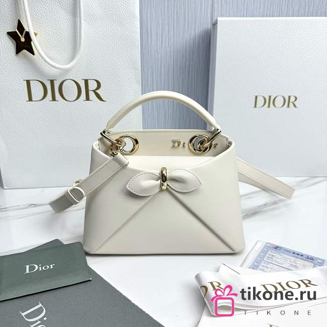 Mini Dior Cigale Bag Shiny Supple Calfskin White - 21.5x7.5x15cm - 1