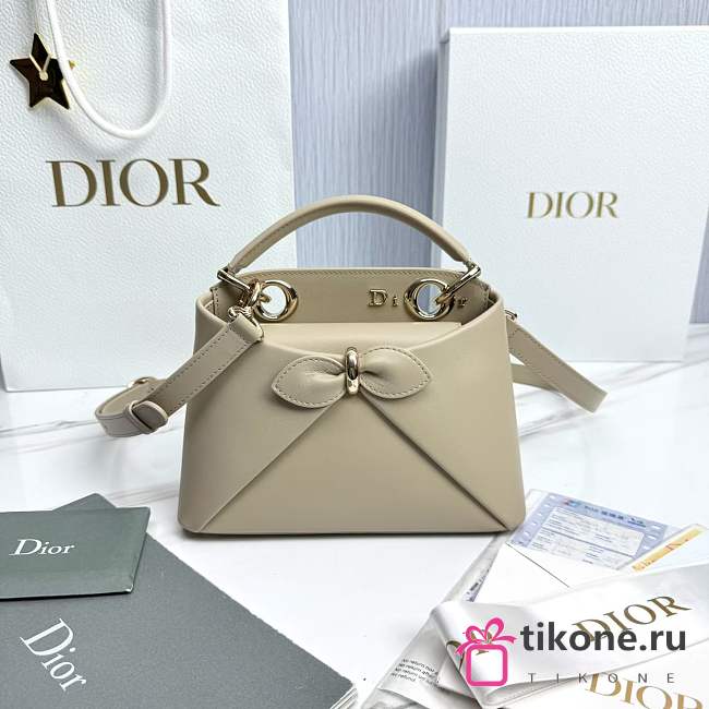 Mini Dior Cigale Bag Shiny Supple Calfskin Light Beige - 21.5x7.5x15cm - 1