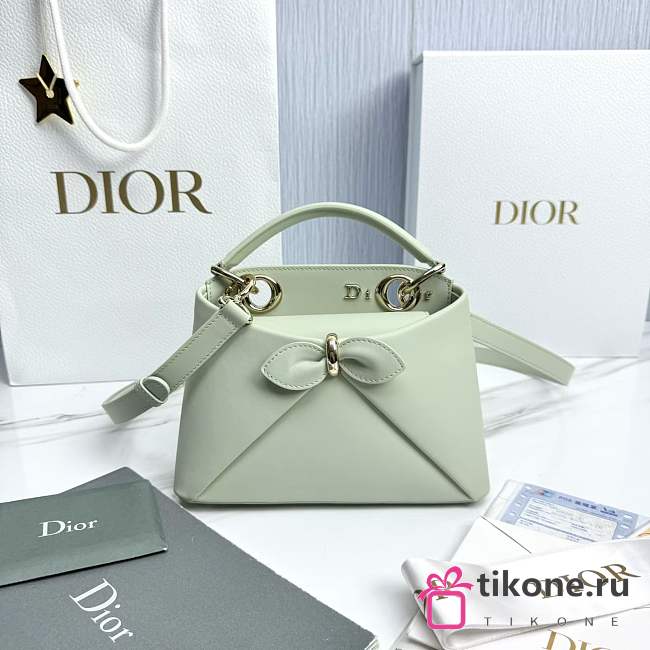Mini Dior Cigale Bag Shiny Supple Calfskin Soupir Green - 21.5x7.5x15cm - 1