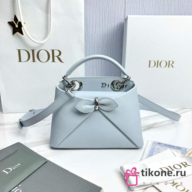 Mini Dior Cigale Bag Shiny Supple Calfskin Ice Blue - 21.5x7.5x15cm - 1