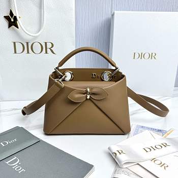 Mini Dior Cigale Bag Shiny Supple Calfskin Brown - 21.5x7.5x15cm