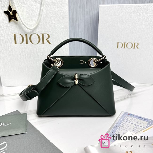 Mini Dior Cigale Bag Shiny Supple Calfskin Green - 21.5x7.5x15cm - 1